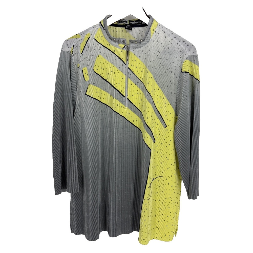 Jamie Sadock Women's XXL Activewear Top Yellow Gray Zip Golf Sports Outdoor
